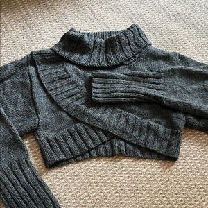 Charcoal Handknit Cropped Sweater